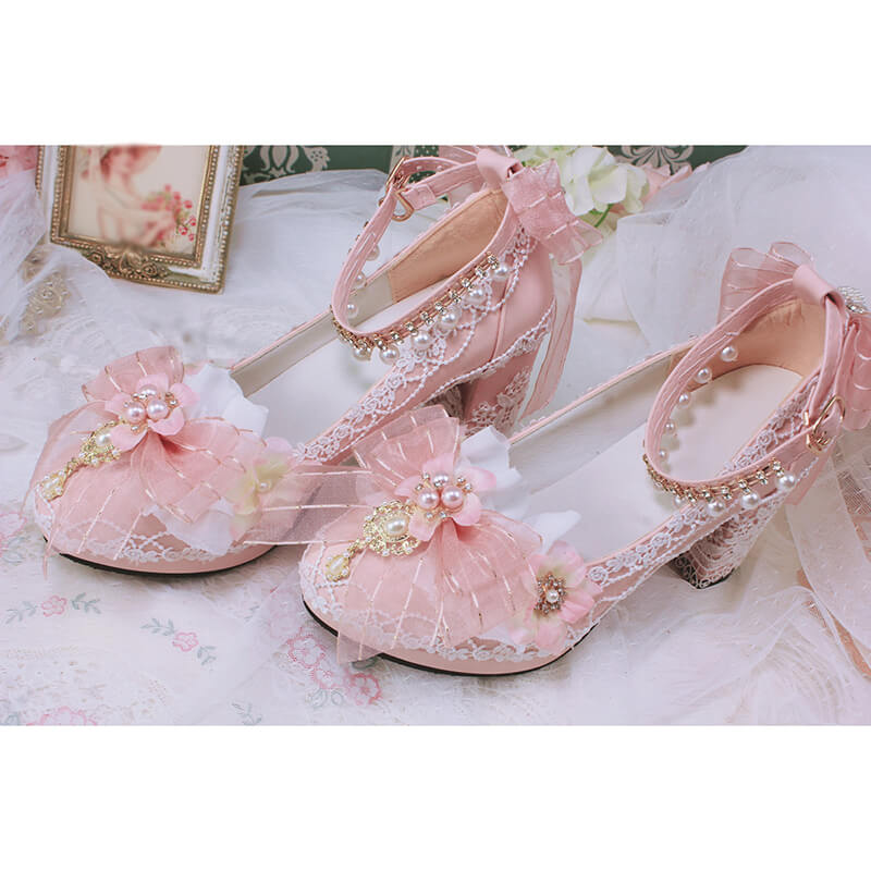 Lolita Buckle Bow Flower Shoes SE21742