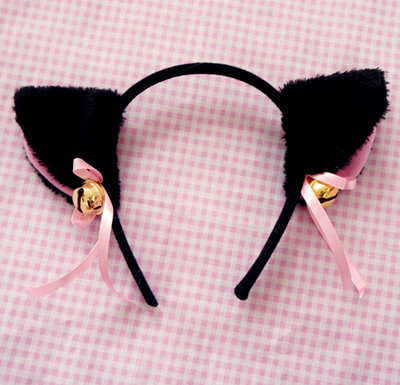 Kawaii cosplay maid black/white/pink bell hair band SE9537