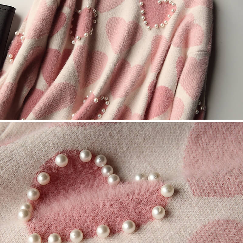 Beaded Love Knit Sweater SE21997