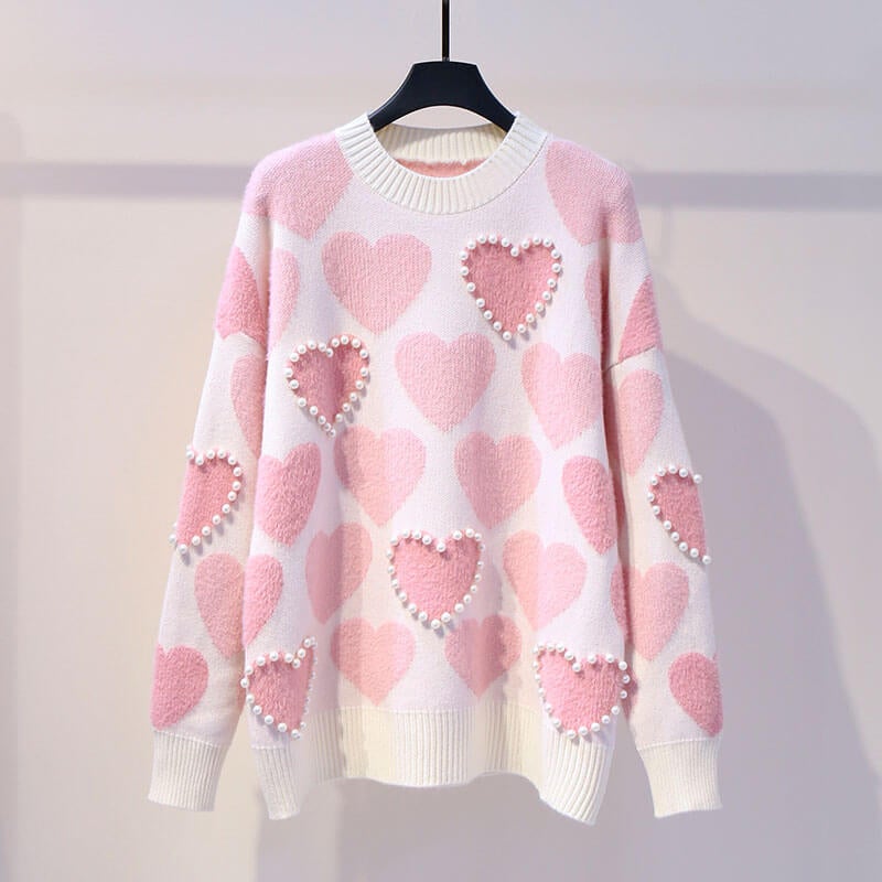 Beaded Love Knit Sweater SE21997
