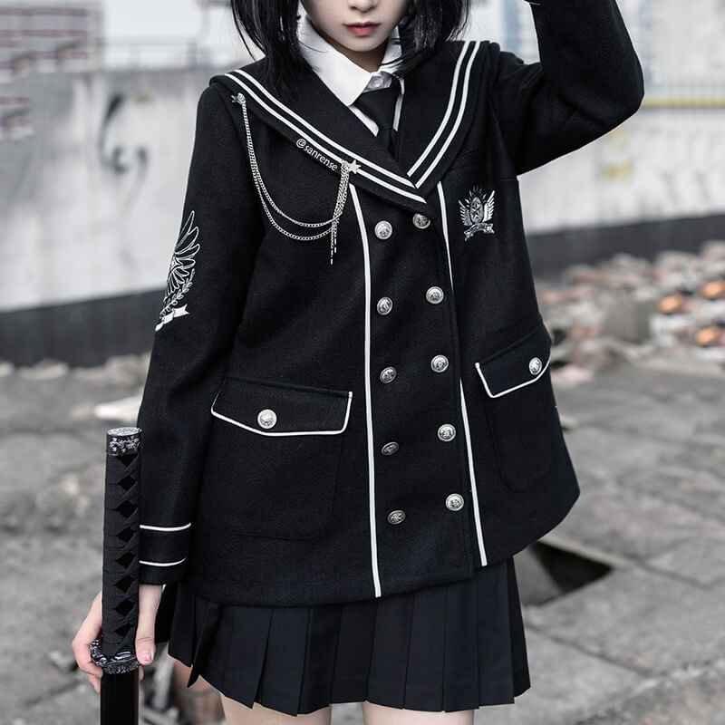 JK Sailor Coat Pleated Skirt Suit SE21223