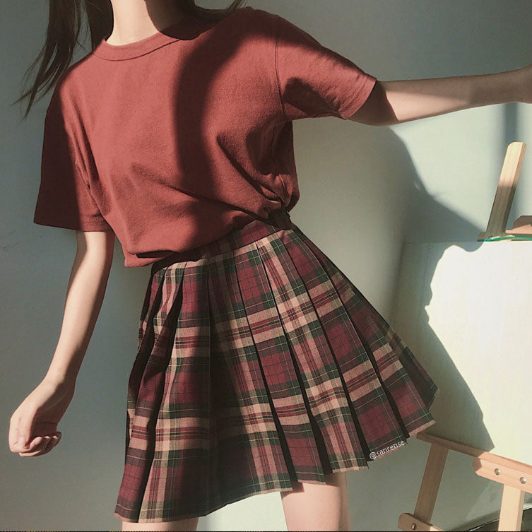 JK Steak Plaid Pleated Skirt SE21451