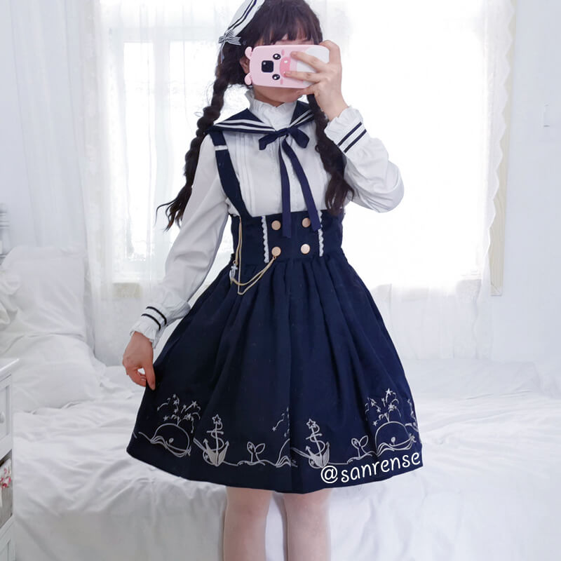 Japanese Anchor Sailor Shirt Skirt Suit SE21063