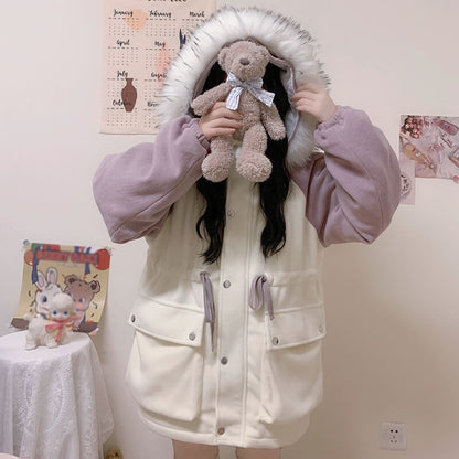 Japanese Bear Plush Hooded Cotton Coat SE21326