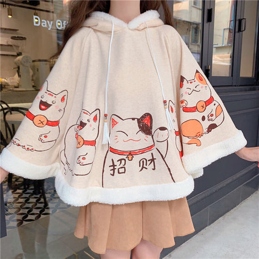 Japanese Cat Fleece Cape Hoodie Coat SE20714