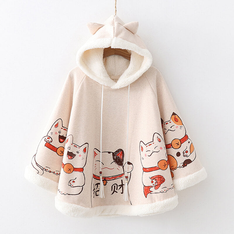 Japanese Cat Fleece Cape Hoodie Coat SE20714
