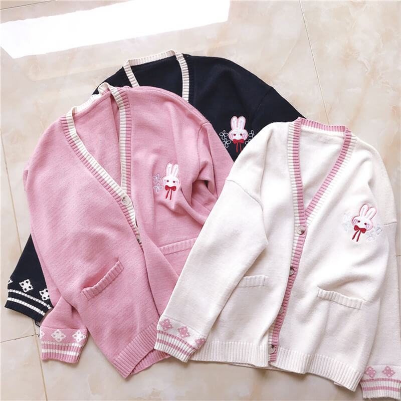 Japanese Cherry Rabbit Knit Cardigan Sweater SE20700