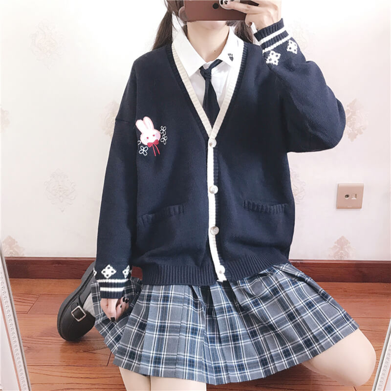 Japanese Cherry Rabbit Knit Cardigan Sweater SE20700