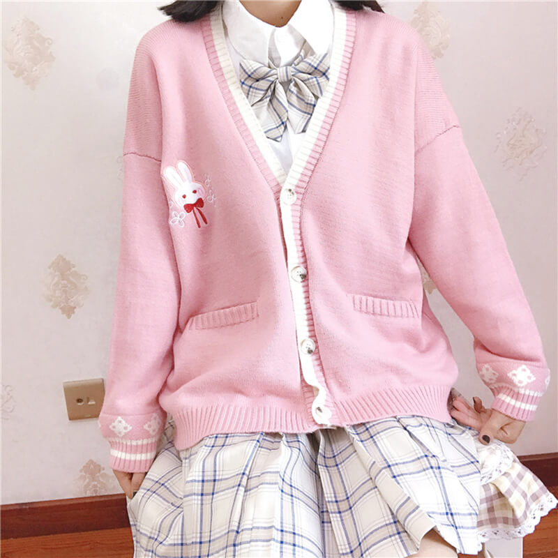 Japanese Cherry Rabbit Knit Cardigan Sweater SE20700