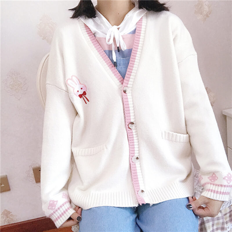 Japanese Cherry Rabbit Knit Cardigan Sweater SE20700