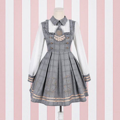 Embroidered Plaid Dress Woolen Cloak Set SE20611