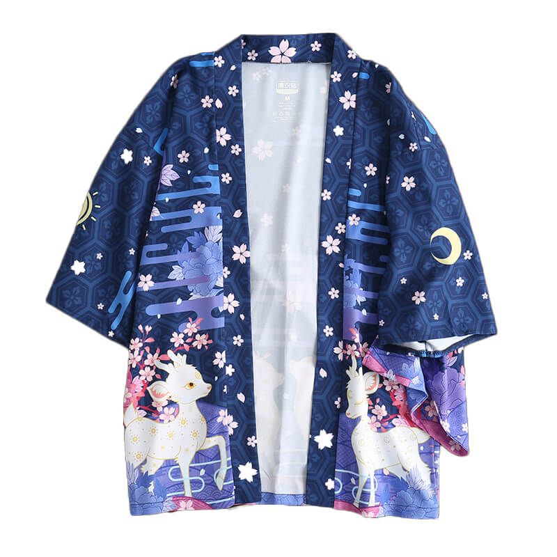 Japanese Sakura Deer Flower Moon Sunscreen Kimono SE20775