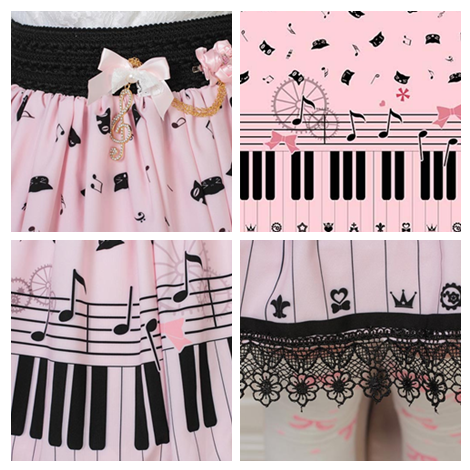 Pink Piano Notes Sweet Skirt SE20629