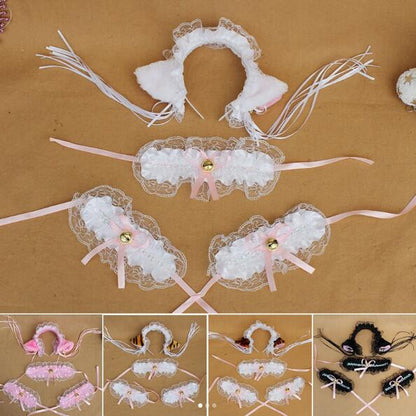 Cute kawaii  lace cat ear hair band three-piece SE9402