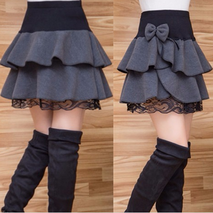 Gray/Black Bowknot Skirt SE9611