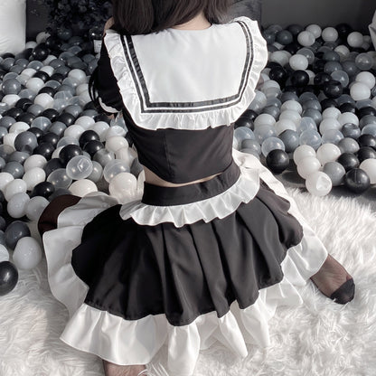 Kawaii Bow Black Maid Skirt Set SE22376