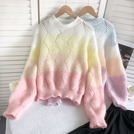 Kawaii Rainbow Striped Sweater SE22581