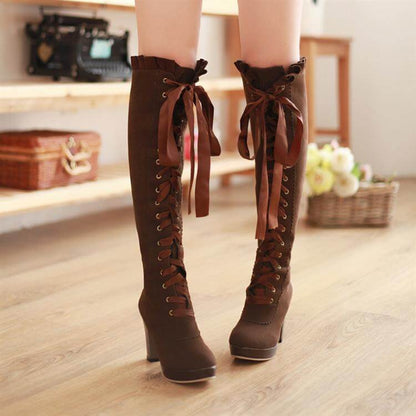Fashion Bow Lace High Boots SE1234