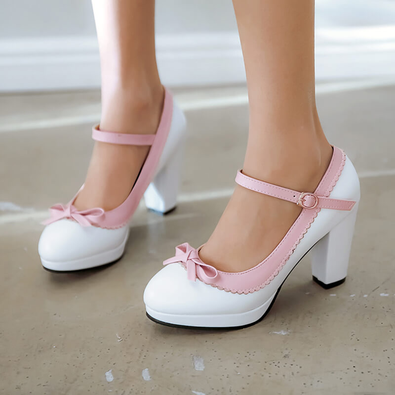 Lace Bow High Heels Shoes SE21640