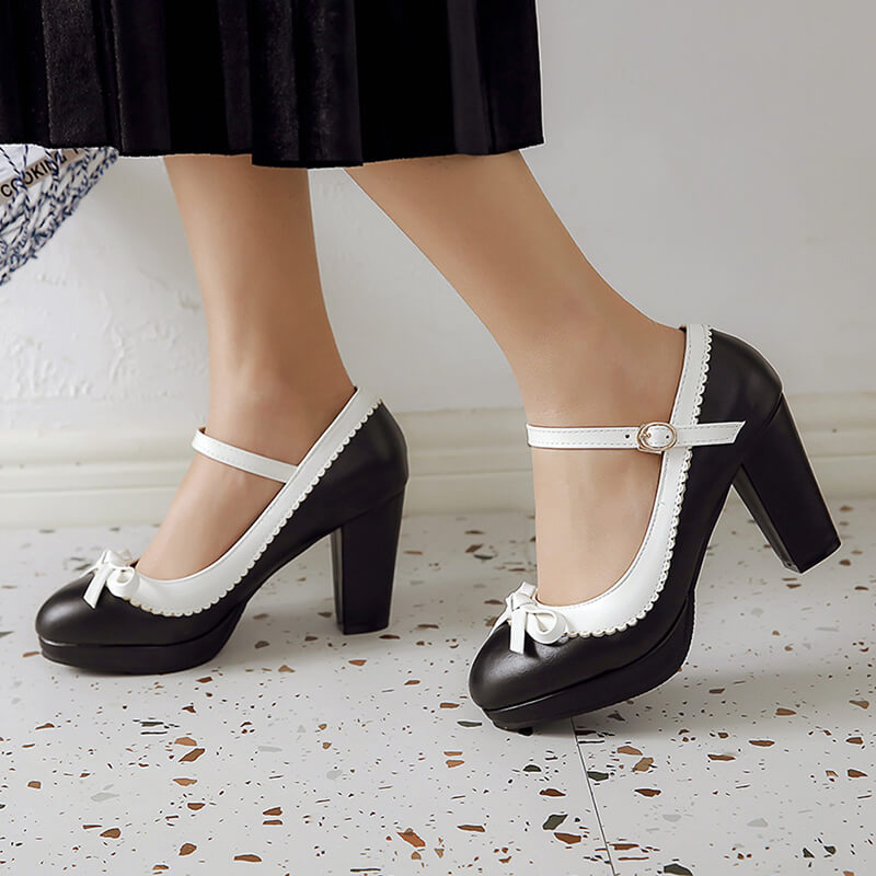 Lace Bow High Heels Shoes SE21640