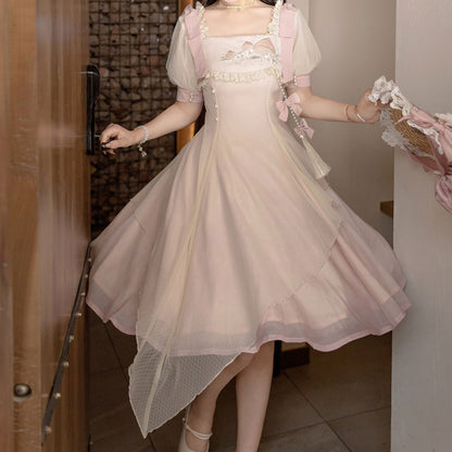 Lace Bow Peach Dress SE22677