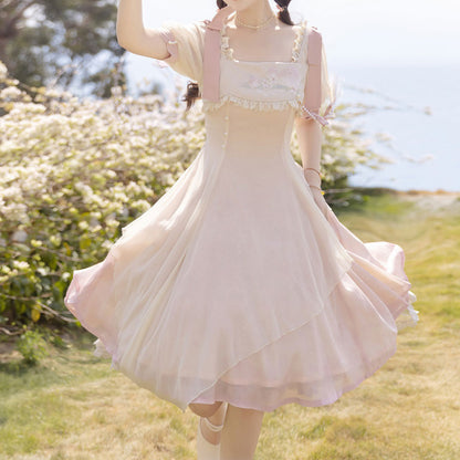 Lace Bow Peach Dress SE22677