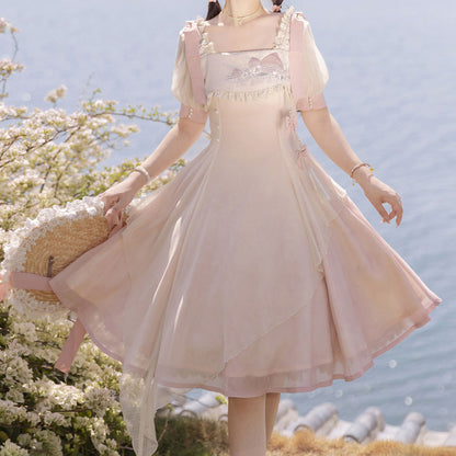 Lace Bow Peach Dress SE22677