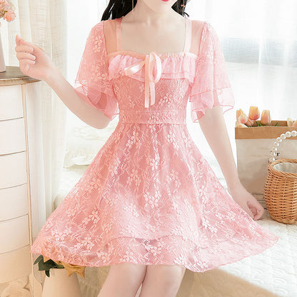 Lace Floral Bow Dress SE22188