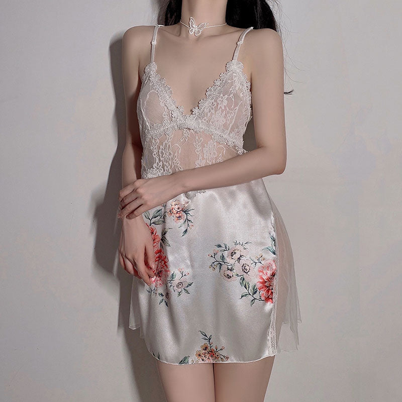 Lace Floral Pajama Dress SE22524