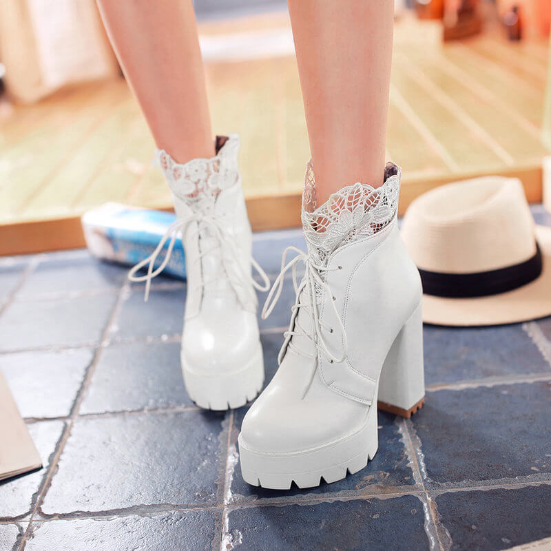 Lace Flower High Heels SE21853