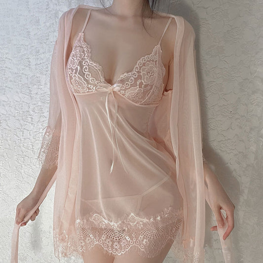 Lace Flower Pajama Lingerie Set SE22374