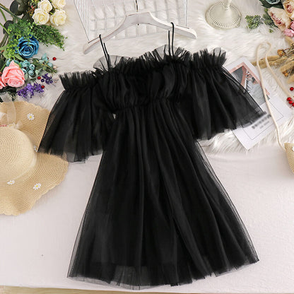 Lace Gauze Sling Dress SE21634