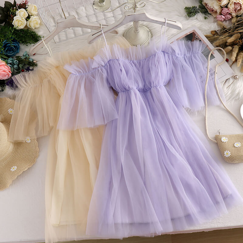 Lace Gauze Sling Dress SE21634