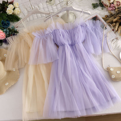 Lace Gauze Sling Dress SE21634