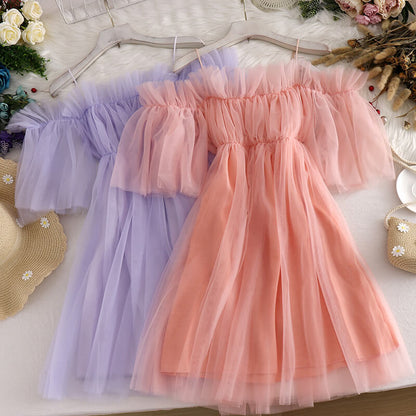 Lace Gauze Sling Dress SE21634