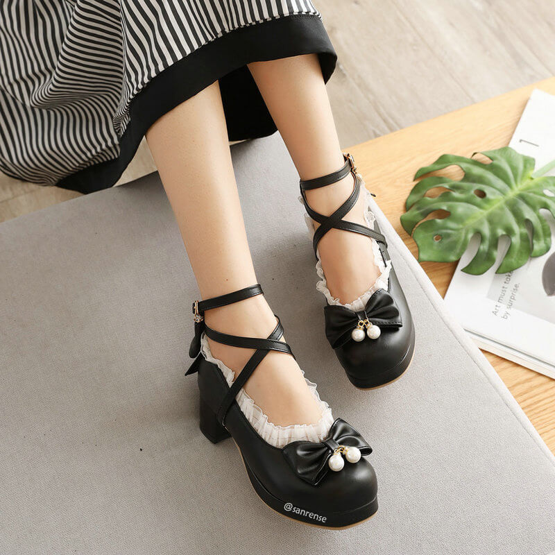 Lace Lolita Bow Shoes SE21245