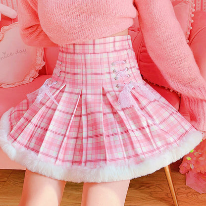 Lace Plaid  Warm Short Tutu Skirts SE21569