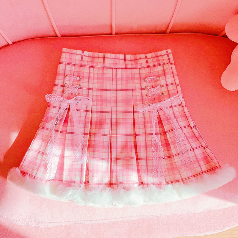Lace Plaid  Warm Short Tutu Skirts SE21569