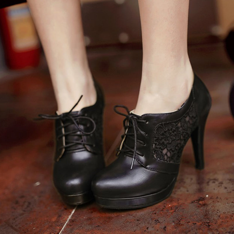 Lace Flower High Heels Shoes SE20267
