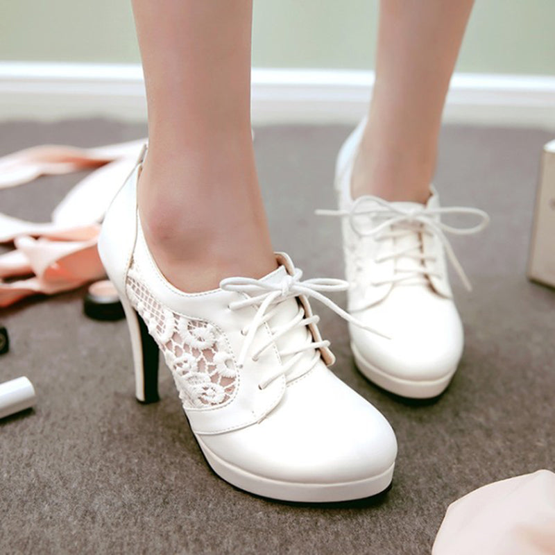 Lace Flower High Heels Shoes SE20267