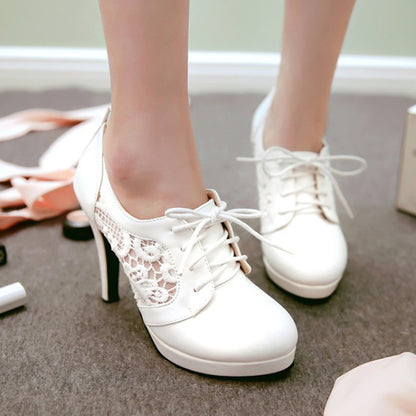 Lace Flower High Heels Shoes SE20267