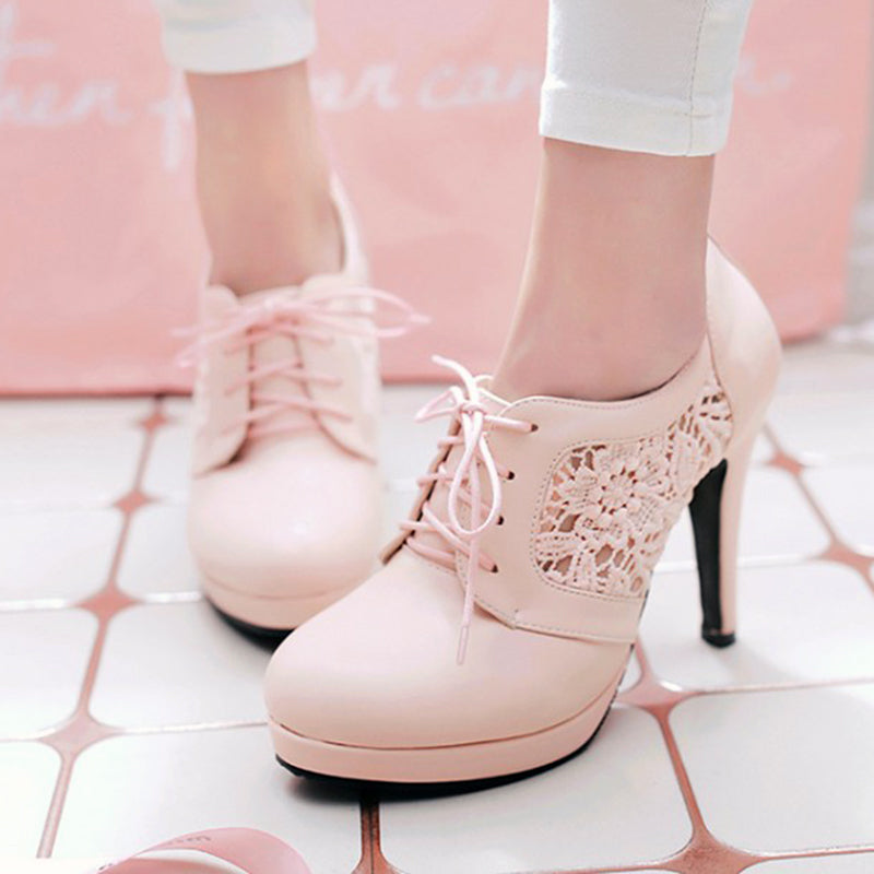 Lace Flower High Heels Shoes SE20267