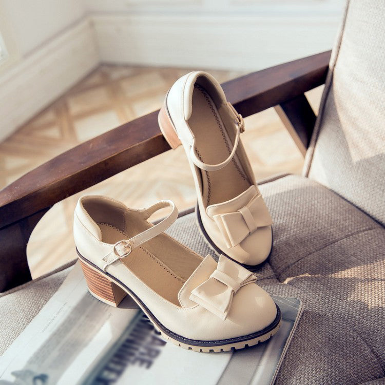 Lolita Bow Block Heels Shoes SE21437