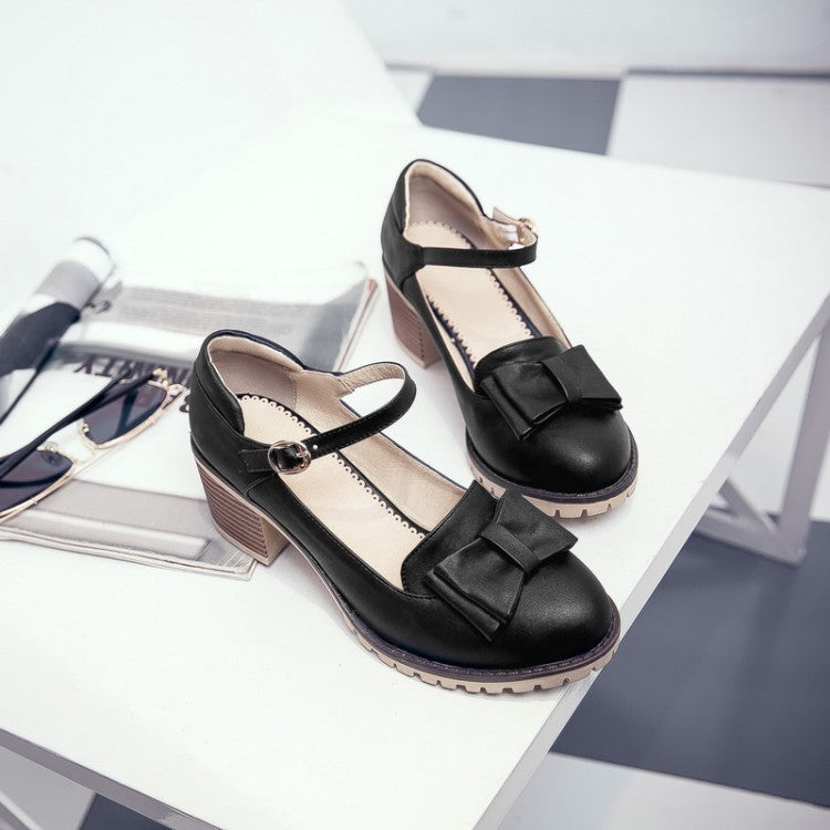 Lolita Bow Block Heels Shoes SE21437