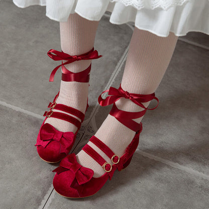 Lolita Bow Lace-up Shoes SE21698