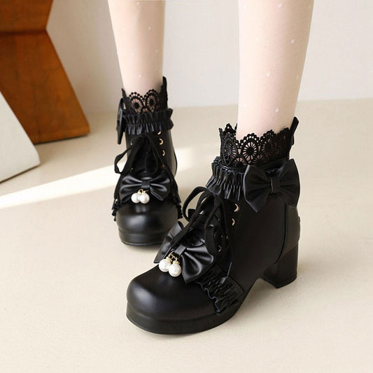 Lolita Flower Bow Boots SE22467