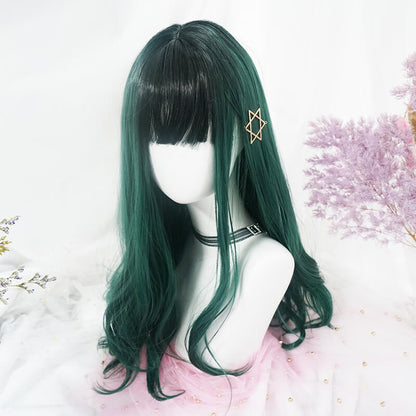 Lolita Cosplay Gradient Green Curly Wigs SE20631