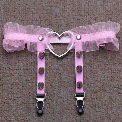Love Lace Rivet Leg Garters SE21469