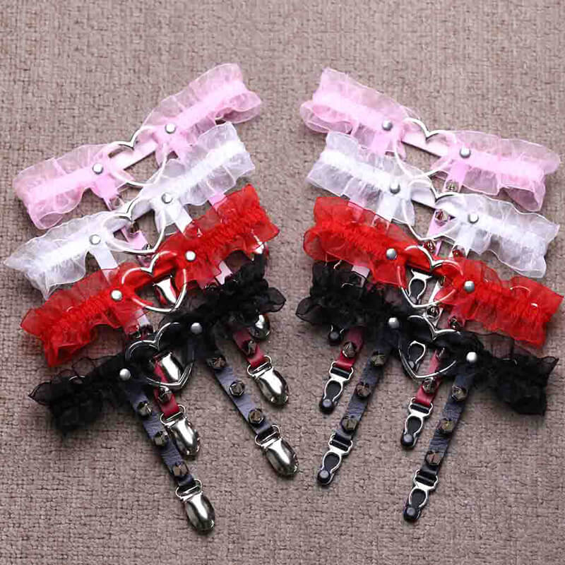 Love Lace Rivet Leg Garters SE21469