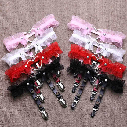 Love Lace Rivet Leg Garters SE21469